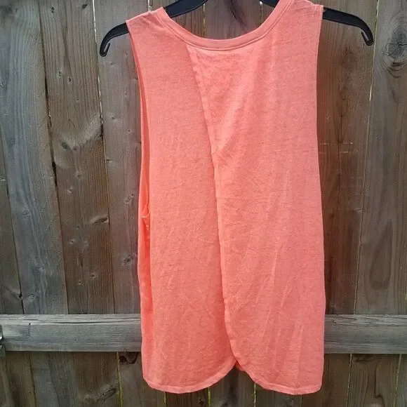 Juniors Tank Top Medium 7/9 Bright Orange Love w/Stars Slit Open Back NWOT - Picture 8 of 12